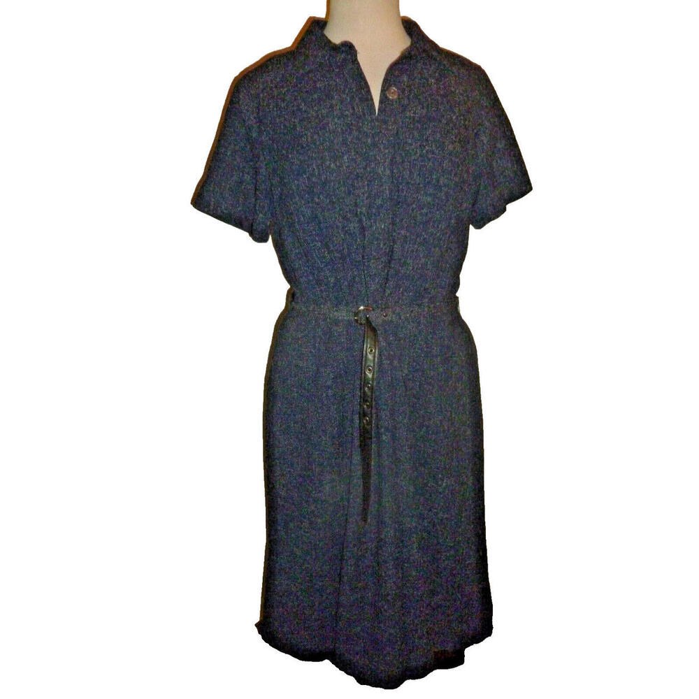 Eshakti Belted A-Line Dress Women Medium Blue Lined